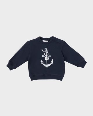 Boy's Anchor-Print Cotton Sweatshirt, Size 18M-30M
