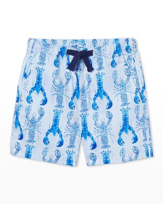 Boy's Andrew Lobster-Print Shorts, Size XS-XL