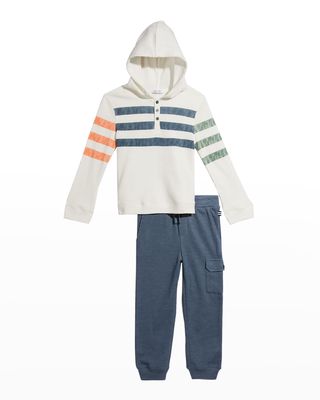 Boy's Autumn Stripe Thermal Two-Piece Set, Size 2-4