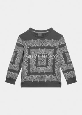 Boy's Bandana Applique Embroidered Logo Sweatshirt, Size 8-14