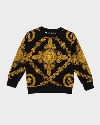 Boy's Barocco-Print Sweatshirt, Size 4-6
