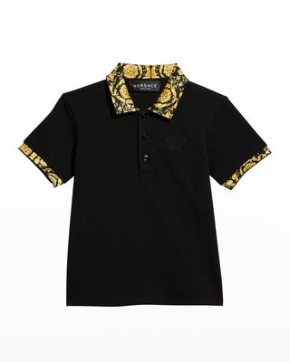 Boy's Baroque-Trim Polo Shirt, Size 9-36M