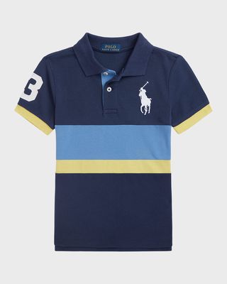 Boy's Big Pony Short-Sleeve Cotton Mesh Polo Shirt, Size 2-7