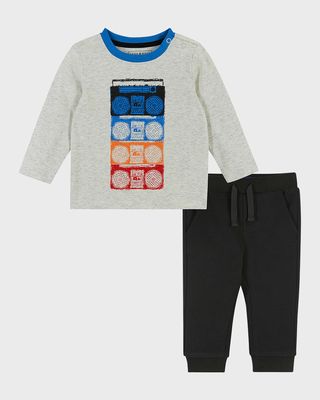 Boy's Boombox T-Shirt W/ Joggers Set, Size Newborn-24M