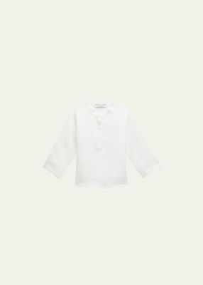 Boy's Button Down Linen Shirt, Size 12M-4