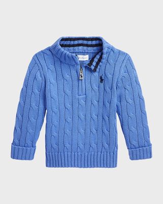 Boy's Cable-Knit Cotton Sweater, Size 3M-24M