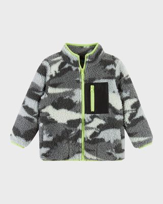 Boy's Camo-Print Sherpa Zip-Up Jacket, Size 2T-8