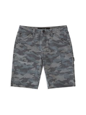 Boy's Camouflage Print Denim Shorts - Grey Camo - Size 8 - Grey Camo - Size 8