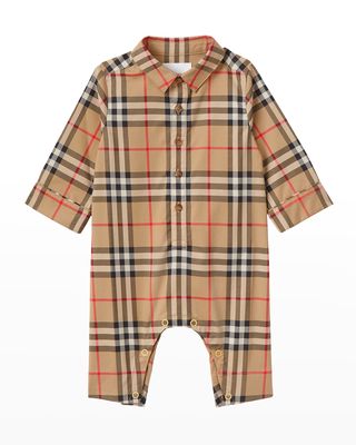 Boy's Carlo Vintage Check Coverall, Size 3M-18M