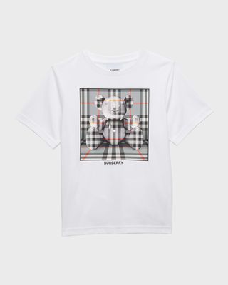 Boy's Cedar Check-Print Teddy Graphic T-Shirt, Size 3-14