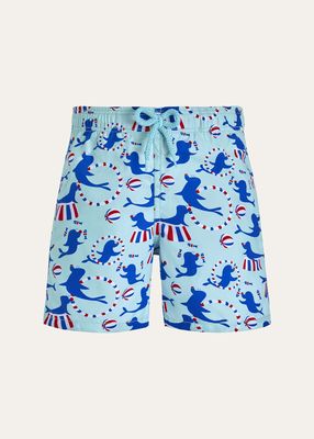 Boy's Circus Printed Swim Shorts, Size 2-14