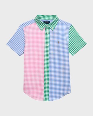 Boy's Classic Oxford Short-Sleeve Button-Front Sport Shirt, Size S-XL