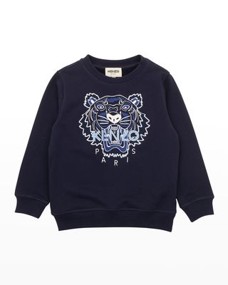 Boy's Classic Tiger Embroidered Sweatshirt, Size 6-12