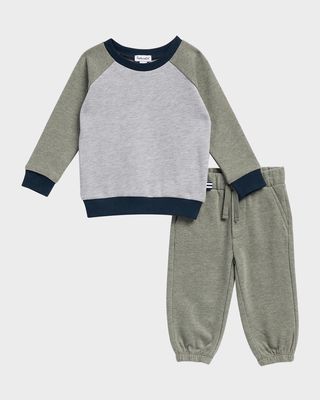 Boy's Color Block Sweatshirt & Pants Set, Size 2-4