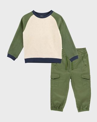 Boy's Color Block Sweatshirt W/ Joggers, Size 3M-8