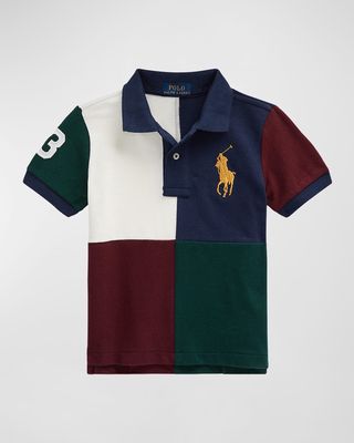 Boy's Colorblock Cotton Mesh Short-Sleeve Polo Shirt, Size 2-7