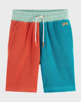 Boy's Colorblock Toweling Shorts, Size 4-12
