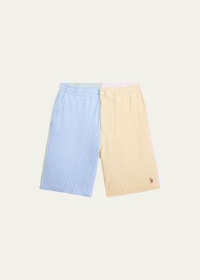 Boy's Colorblocked Pastel Oxford Shorts, Size S-XL