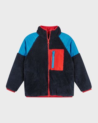 Boy's Combo Sherpa Color Block Jacket, Size Newborn-24M
