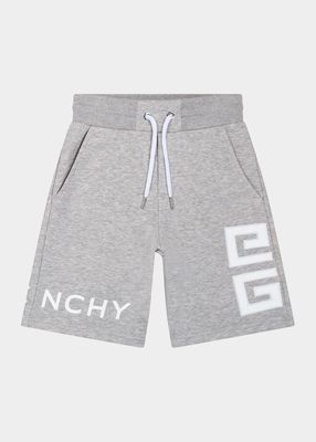 Boy's Contrast 4G Logo Fleece Shorts, Size 4