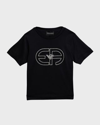 Boy's Contrast Logo-Print T-Shirt, Size 4-16