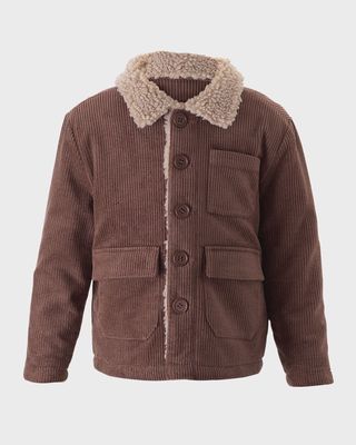 Boy's Corduroy Shearling Collar Jacket, Size 2-10