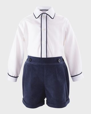 Boy's Corduroy Shorts & Shirt Set, Size 6M-4