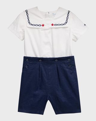 Boy's Cotton Broadcloth Sailor Shirt and Shorts Set, Size 9M-24M