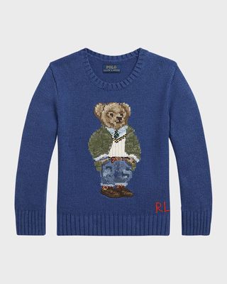 Boy's Cotton Polo Bear Sweater, Size 2-7