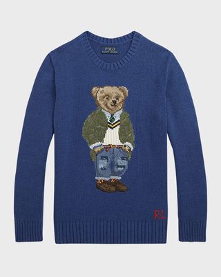Boy's Cotton Polo Bear Sweater, Size S-XL