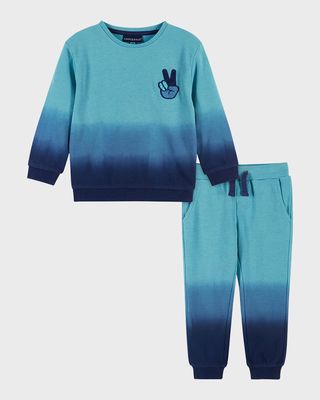 Boy's Dip Dye Sweatshirt And Sweatpants Set, Size 2-7
