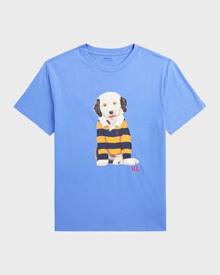 Boy's Dog Printed Short-Sleeve Jersey T-Shirt, Size S-L