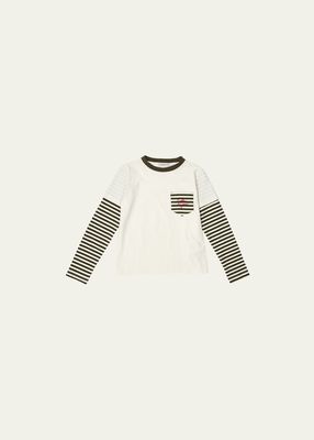Boy's Double Layer Striped T-Shirt, Size 4-10