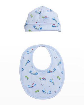Boy's Eastbound Train Hat And Bib Set, Size Newborn-S