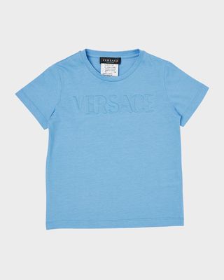 Boy's Embossed Logo Cotton Jersey T-Shirt, Size 4-6