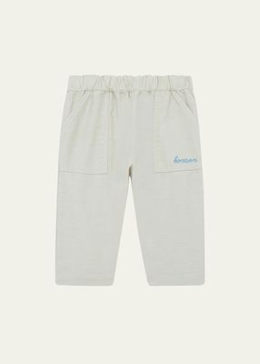 Boy's Embroidered Cotton Pants, Size 6M-3
