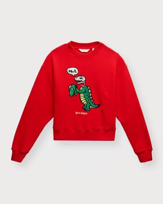Boy's Embroidered Dino Sweatshirt, Size 12