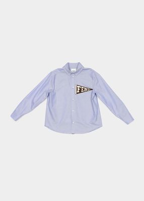 Boy's Embroidered Flag Button Down Shirt, Size 4-6