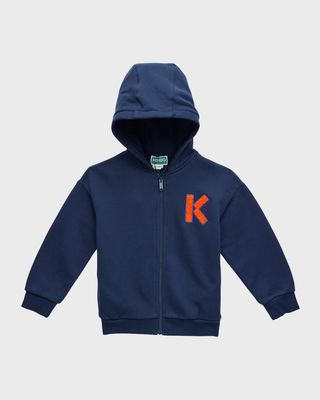 Boy's Embroidered Logo-Print Hoodie, Size 4-5