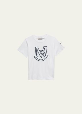 Boy's Embroidered Monogram T-Shirt, Size 4-14