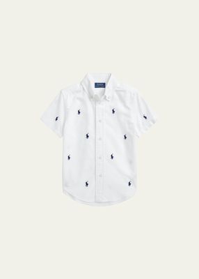 Boy's Embroidered Pony Oxford Shirt, Size 2-7