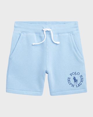 Boy's Encircled Logo-Print Fleece Shorts, Size 2-4