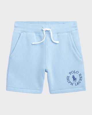 Boy's Encircled Logo-Print Fleece Shorts, Size S-XL