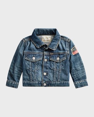 Boy's Faded Cotton Denim Jacket, Size 3M-24M