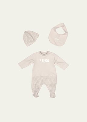 Boy's Faded FF Logo Footie Set, Size Newborn-6M