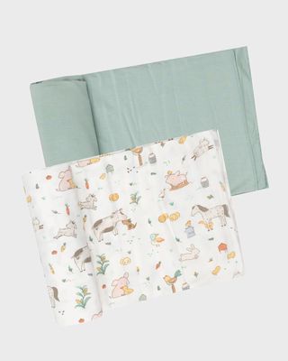 Boy's Farm Animal 2-Piece Blanket Set