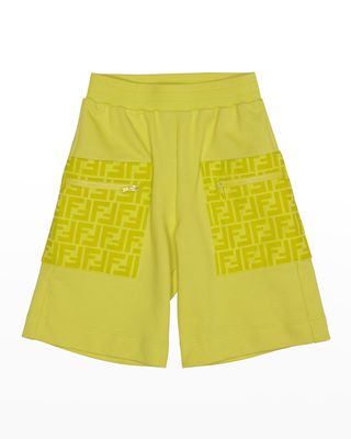 Boy's FF Logo Nylon Pocket Shorts, Size 8-14