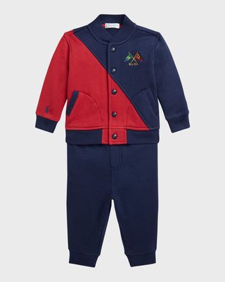 Boy's Fleece Baseball Jacket and Pants Set, Size 3M-24M