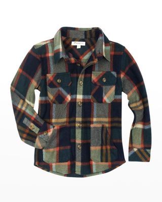 Boy's Fleece Textured Plaid Shirt, Size 2T-10