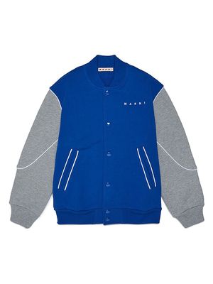 Boy's Fleece Varsity Jacket - Dark Blue - Size 10 - Dark Blue - Size 10
